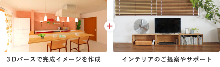 3Dパースで完成イメージを作成+インテリアのご相談やサポート